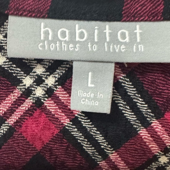 Habitat Plaid Gauzy Button Down Blouse Size Large - Picture 3 of 5